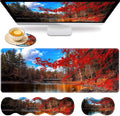 Gaming Mouse Pad Set Large Gaming Mouse Pad+Keyboard Wrist Rest+Mouse Wrist Rest+Coaster Easy Typing Pain Relief 31.5 × 11.8 inch Desk Mat for Home Office Red Maple Lake