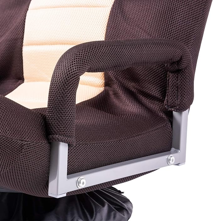 Living Chair Swivel Video Rocker Gaming Chair Adjustable 7-Position Floor Chair Folding Sofa Lounger Brown+Beige…