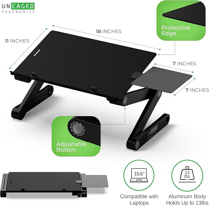 Uncaged Ergonomics WorkEZ Adjustable Computer Keyboard Stand for Desk Keyboard &amp Mouse Riser Ergonomic Portable Stand for Desktop Computer Keypad Riser for Desk