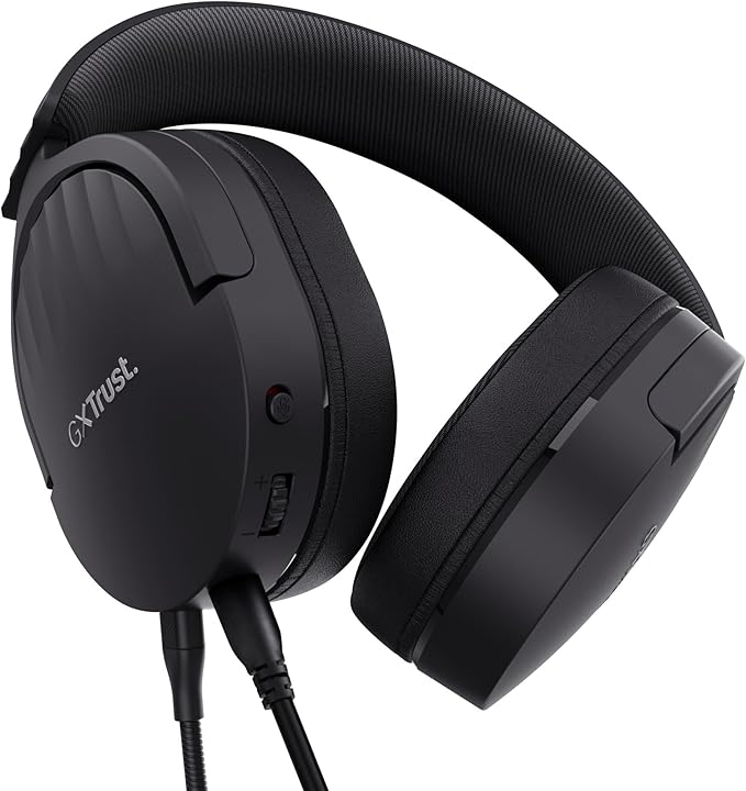 Trust Gaming GXT 489 Fayzo Gaming Headset for PC PS5 PS4 Xbox Series X|S Switch Mobile 3.5 mm Jack 85% Recycled Plastics Over-Ear Wired Headphones with Noise Cancelling Microphone - Black