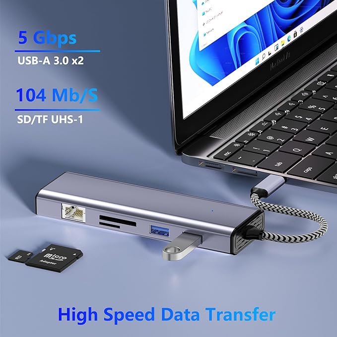 Docking Station Dual Monitor USB C to Dual HDMI Adapter 10 in 1 Laptop Docking Station 3 Monitors with HDMI/VGA/PD/Ethernet/USB/SD/TF/3.5mm Audio