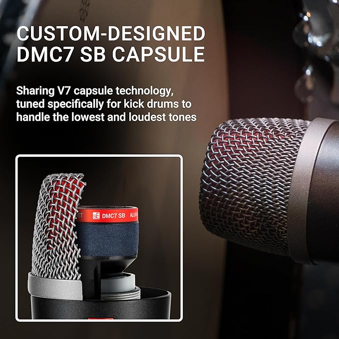 SE ELECTRONICS V Kick Drum Mic - Compact Dynamic Supercardioid Drum Microphone for Kicks with 4 Sound Settings &amp Adjustable Swivel Mount for Precise Positioning - Perfect for Studio &amp Live Use