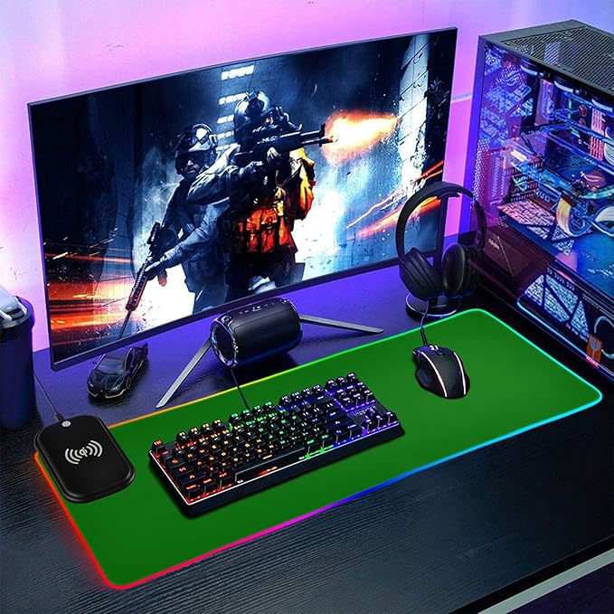 Teal Bright Mouse Pad Gaming Mousepad Non Slip Desk Mat Wireless Charging RGB Computer Mouse Pads Keyboard Pad Mats for Home Desktop Office 35.4 x 15.7 in