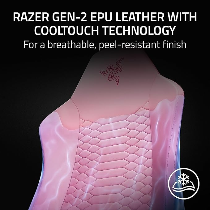 Razer Iskur V2 X NewGen Ergonomic Gaming Chair: Gen-2 EPU Leather with Cooltouch - Lumbar Support - Ultra-Wide Base - High Density Foam Cushions - Adjustable 152 Degree Recline - 2D Armrests - Quartz