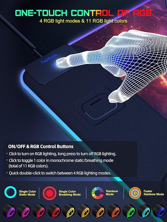 TopMade Wireless Charging Mouse Pad RGB Gaming Mousepad Home Office Desk Pad 31.5” x 15.8” Large Desk Mat Waterproof Keyboard Pad Galaxy Nebula (Includes 20W PD Power Adapter &amp 6.56ft Woven Ca