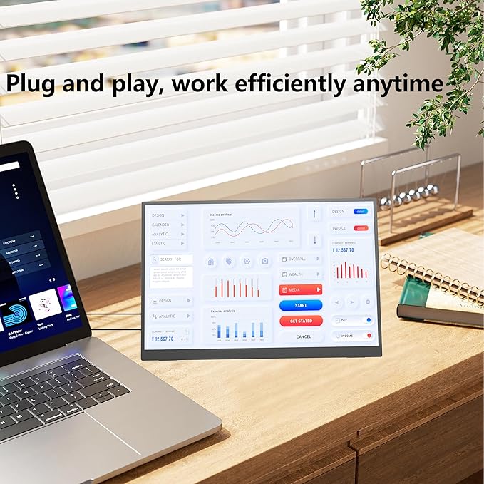 Portable Monitor Touchscreen 14” 1920 * 1200P Gaming DisplayBuilt-in Stand Speakers HDR IPS External Monitor for Laptop PortableTravel Monitors for Laptop Mac PC Phone PS4/5 Xbox Switch