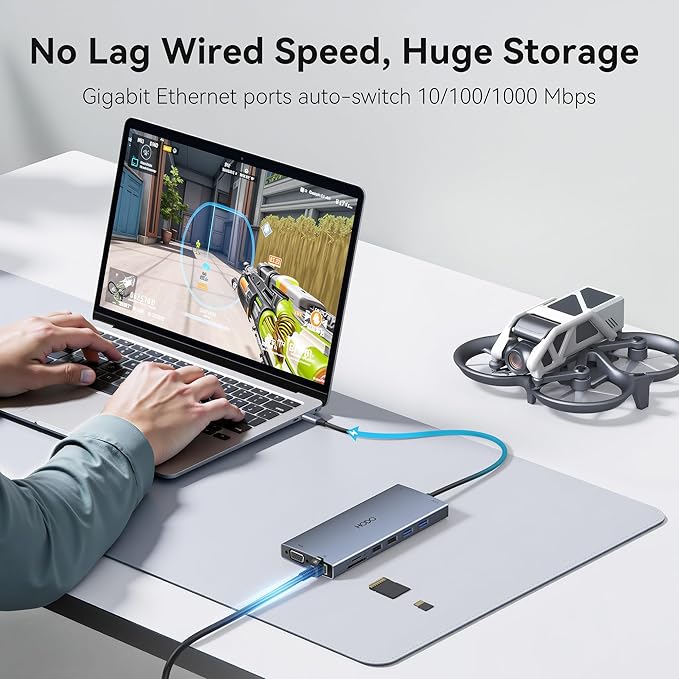 USB C Docking Station Dual Monitor for Dell HP Laptop Docking Station 3 Monitors 15-in-1 USB C Hub Dock with Dual 4K HDMI+8K DP +VGA+6USB Ports+PD+Ethernet+SD/TF+AudioUSBC Adapter Dongle for Lenovo