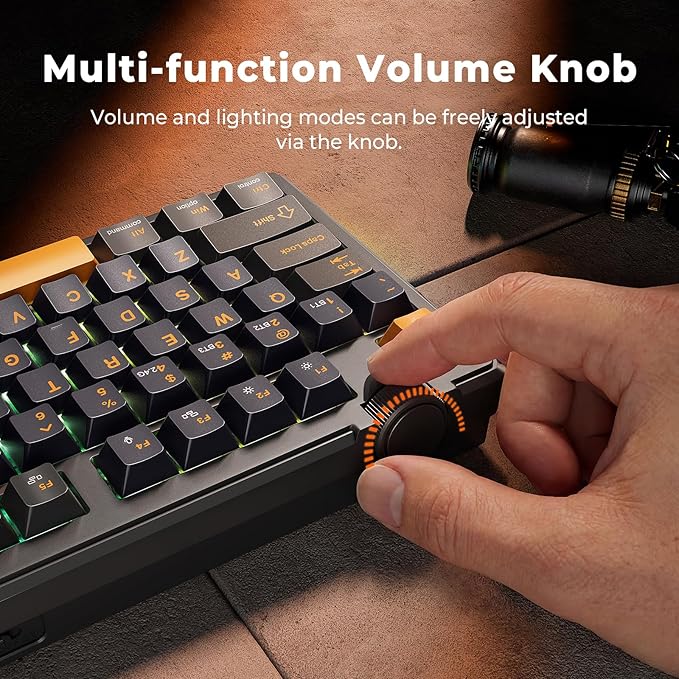 Redragon K716 Wireless Mechanical Keyboard with Knob Gasket Gaming Keyboard in TKL Layout Hot swap Pre-Lubed Switches RGB Backlight for PC/Mac (Black)