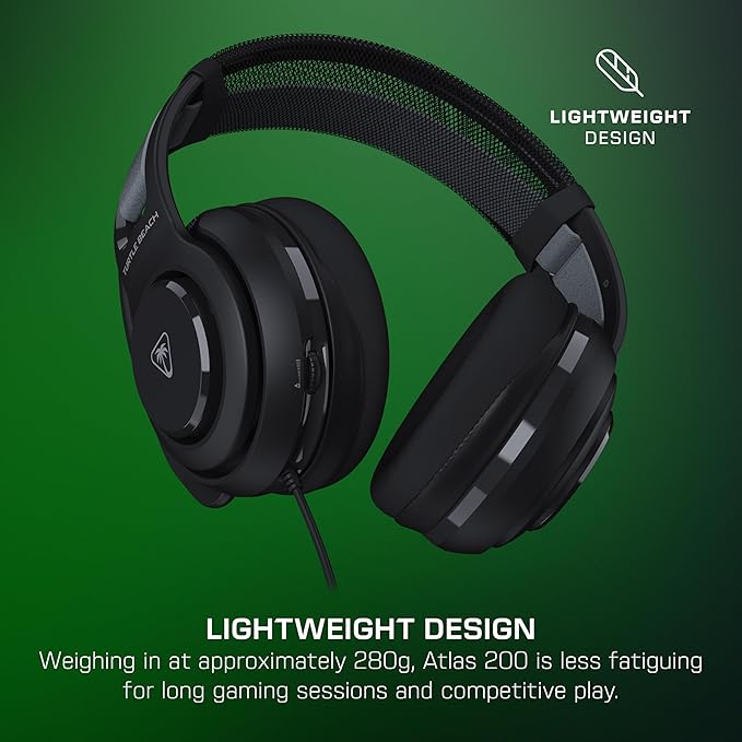 Turtle Beach Atlas 200 Wired Multiplatform Gaming Headset for Xbox PlayStation PC w/ 3.5mm Wired Connection - 50mm Nanoclear Drivers Flip-to-Mute Mic Memory Foam Cushions - Black