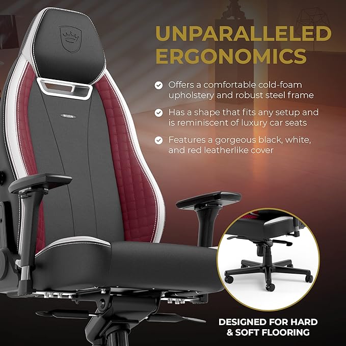 noblechairs Legend Ergonomic Gaming Chair Office Chair with Lumbar Support PU Leather Black/White/Red Edition