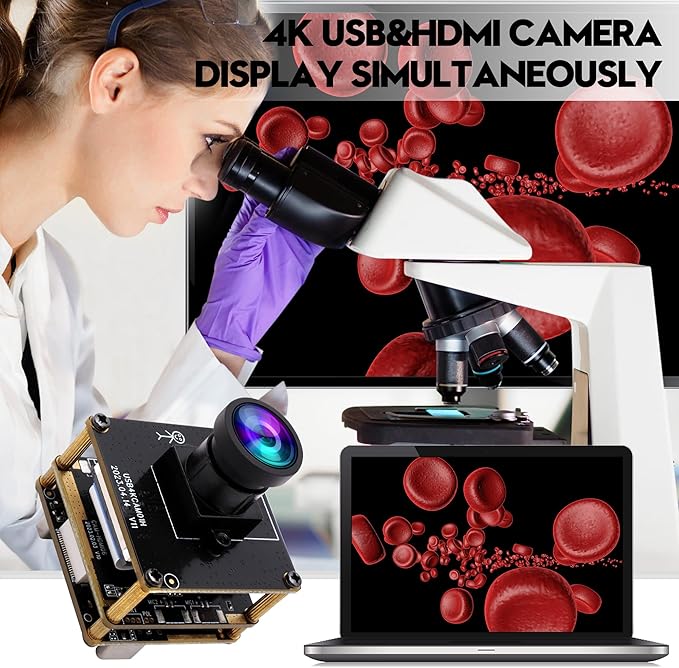 ELP 4K HDMI USB Camera - Wide Angle 2X Digital Zoom H.265 8MP UVC USB2.0 for Laptop &amp Monitor