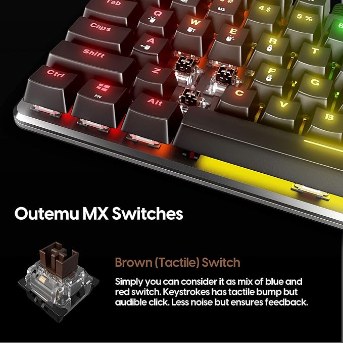 Pulsar Gaming Gears - PK003 Lunar Alloy TKL Mechanical Gaming Keyboard RGB LED Rainbow Backlit USB Wired Game Keyboards for Windows PC PS5 PS4 Xbox 87 Keys Outemu Switches FPS (Renewed)