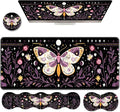 Ergonomic Keyboard Wrist Rest &amp Mouse Pad Wrist Rest SetXL Gaming Desk Mat 31.5x 11.8Non-Slip BaseMemory FoamEasy Typing Pain Relief for Office &amp HomePurple Floral Moth