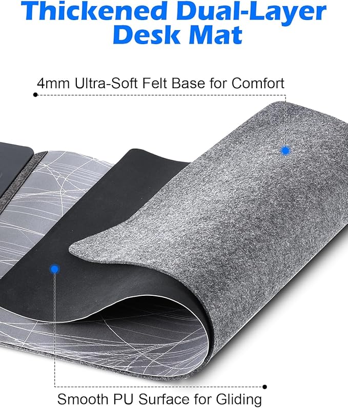 Wireless Charging Mouse Pad 30x15 XXL Large Desk Mat with Wireless Charger Two Layers Thicken PU+Felt Waterproof Mousepad for Laptop 2 in 1 Charging Station for iPhone