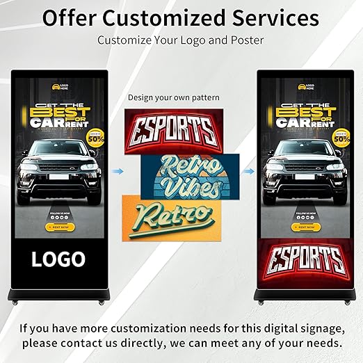 55 Inch Digital Signage Display 4K UHD G+G Capacitive Touch Panel Floor Standing Advertising Screen Commercial LCD Totem Interactive Kiosk with USB/HDMI-in Android 11 (2+32GB)