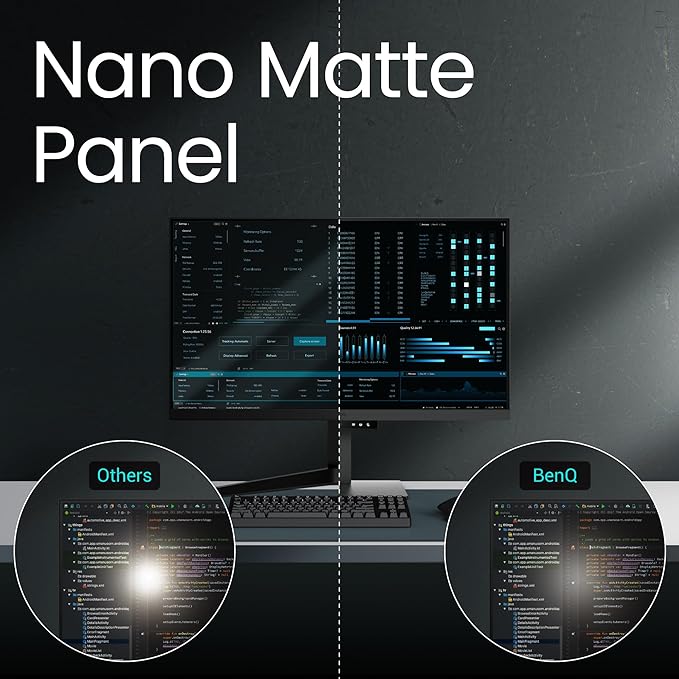 BenQ RD320UA 32” 4K 3840x2160 Programming Monitor with 2000:1 Contrast Ratio Nano Matte Panel MoonHalo 90W USB-C Coding Modes Night Hours Protection Ergonomic Stand and Eye-Care Technology