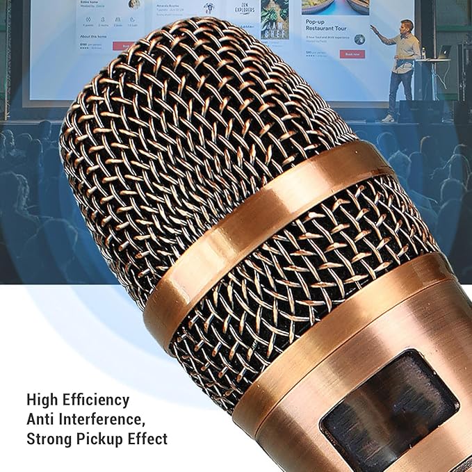 Yunseity Dynamic Microphone Cardioid Wired Microphone with Stereo Pickup and Wide Frequency Response for Home Singing Stage KTV Performance