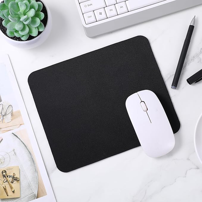 50 Pack Mouse Pads Bulk - Black Mouse Pad Set 8.66 x 7.09 Inches with Non-Slip Rubber Base for Computer Laptop Gaming Office Home Use (0.08 Inch Thickness)