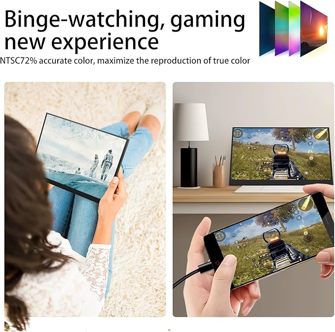 cjc 15.6 FHD Portable Touch Screen Monitor with Kickstand - USB C HDMI External Travel Display for Laptop Phone Gaming Console Second Screen (15.6“ 60Hz)