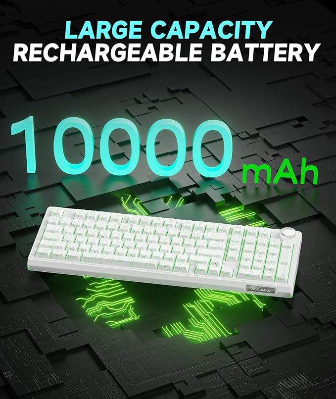 SOLAKAKA KI99 Pro 96% Wireless Mechanical Keyboard RGB Gaming Keyboard Hot-Swappable Pre-Lubed Switches Gasket Structure Creamy Keyboards (Contour-Style White Non-Silent Version)