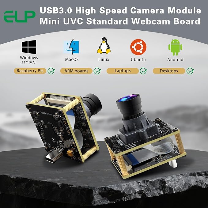 ELP Ultra HD 20MP USB3.0 Camera Module for Computer Mini UVC 3840P USB3.0/2.0 Lightburn Cameras for Windows Linux Mac Pi Wide Angle 95°(H) AR2020 4K 30FPS Webcam Board for PC Laptop Jetson Nano