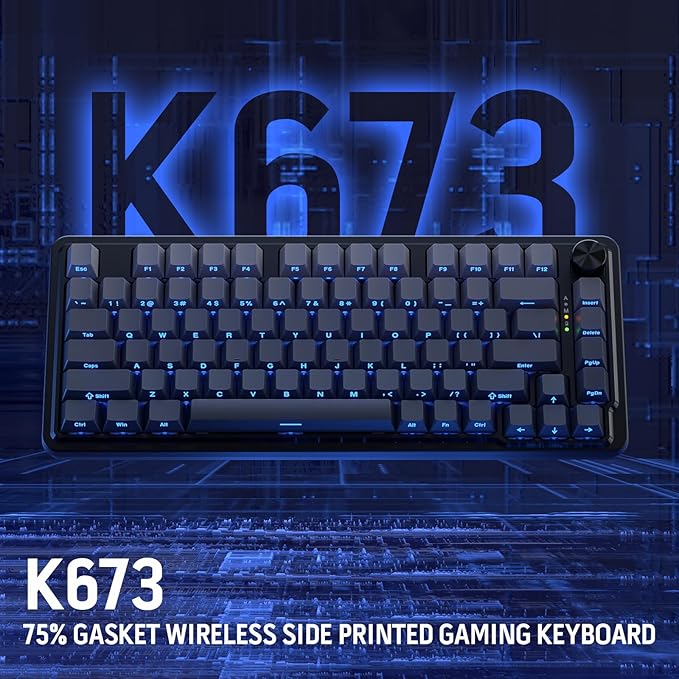 Redragon K673 GB 75% Wireless Gasket RGB Gaming Keyboard 3-Modes 81 Keys PBT Compact Mechanical Keyboard w/Hot-Swap Socket Dedicated Knob Control &amp 5-Layer Noise Dampening Custom Linear Switch