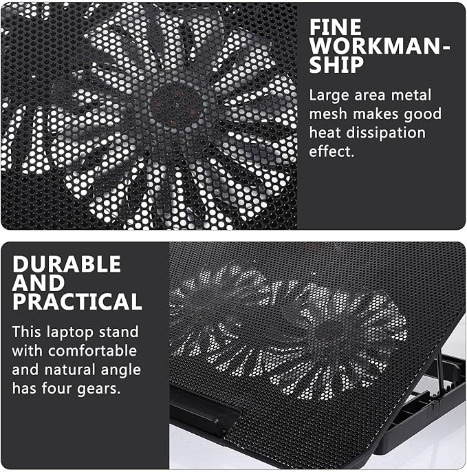 Veemoon Laptop Cooler Stand and Radiator for 14-15.6 Inch Laptops USB Powered Cooling Pad with Heat Dissipation Function Suitable for Office and Gaming Use Black