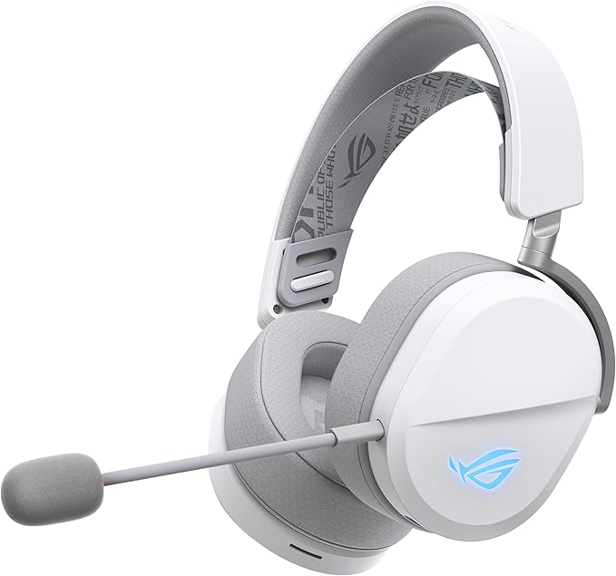 ASUS ROG Pelta Wireless Gaming Headset with Detachable Mic – Tri-Mode (BT 2.4GHz USB-C) 50mm Titanium-Plated Drivers 70Hr Battery Ergonomic Lightweight for PC PS5 PS4 Switch Mobile - White