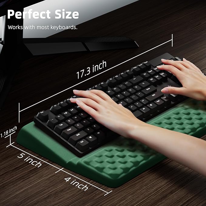 Ospelelf Keyboard Wrist Rest Pad Comfy Ergonomic Keyboard Stand Riser Holder Computer Wrist Support Cushion forTyping Green