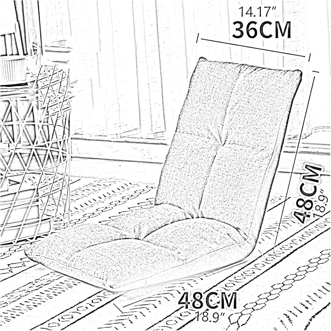 ELEFOCUS Folding Sofa Chair Folding Floor Chair 5 Levels Adjustable Detachable and Washable Lazy Chair for Bay Window Living Room(OrangeSmall)