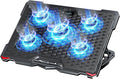 AICHESON Laptop Cooling Pad 5 Fans Up to 17.3 Inch Heavy Notebook Cooler Blue LED Lights 2 USB Ports S035 Blue-5fans