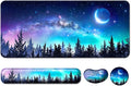 Keyboard Wrist Rest + Mouse Pad with Wrist Support + Desk Mat + Coaster 4 in 1 Set XXL Large Gaming Mousepad Cute Ergonomic Mouse Pads for Desk Computer Laptop Office Decor-Forest Moon