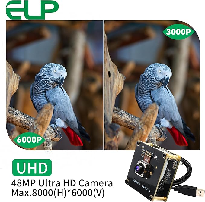 ELP 48MP Wide Angle USB Camera Module 200ms Fast Autofocus Webcam Board 100degree No Distortion Lens PC CAMERA Mini UVC USB2.0 Backup Cam UHD Second Webcamera 6000P Lightburn Camera for Laser Engraver