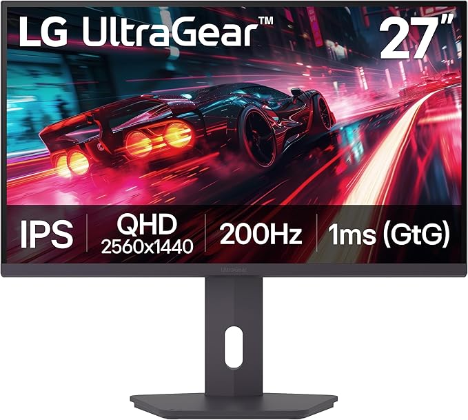 LG 27G610A-B 27-inch Ultragear QHD (2560 x 1440) IPS Gaming Monitor 200Hz 1ms AMD FreeSync Premium VESA DisplayHDR 400 HDMI DisplayPort Tilt/Height/Swivel/Pivot Stand Black