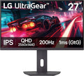 LG 27G610A-B 27-inch Ultragear QHD (2560 x 1440) IPS Gaming Monitor 200Hz 1ms AMD FreeSync Premium VESA DisplayHDR 400 HDMI DisplayPort Tilt/Height/Swivel/Pivot Stand Black