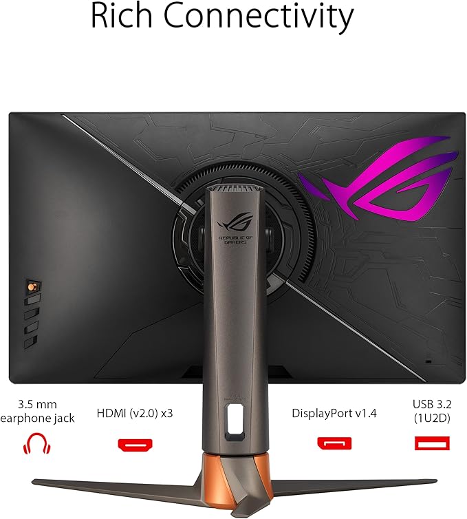 ASUS ROG Swift 360Hz 27” 1440P HDR Gaming Monitor (PG27AQN) - QHD (2560 x 1440) Fast IPS 1ms G-SYNC Eye Care HDMI DisplayPort USB Ergonomic Design VESA Wall Mountable HDR10 DisplayHDR600