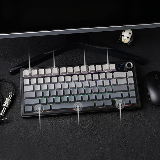EPOMAKER X Aula F75 MAX Wireless Mechanical Keyboard with TFT Screen and Knob Gasket Gaming Keyboard in 75% Layout Hot Swappable RGB Backlight for PC/Mac/Linux (Black Gradient)