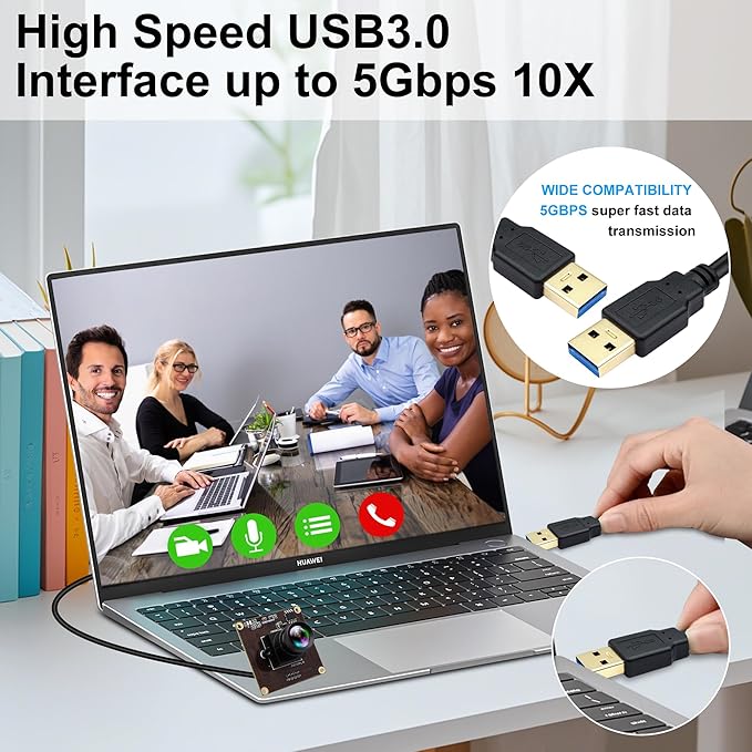 1080P USB3.0 High Speed 50fps USB Camera Module 0.01Lux Low Illumination Webcam with 53° No Distortion Lens Plug &amp Play for 3D Printer Industrial Inspection &amp Microscope