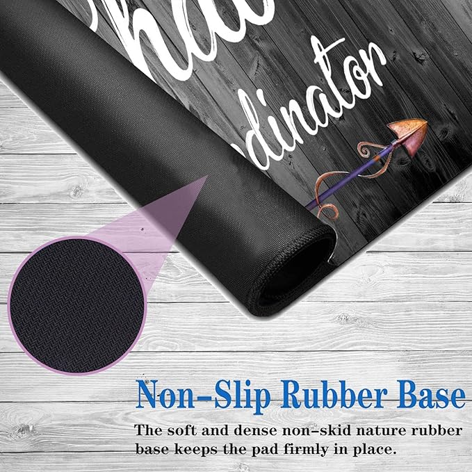 Large Game Mouse Pad + Wrist Support Pad + Coffee Coaster Quote Chaos Coordinator Foldable Table Mat with Stitched Edge Non-Slip Set Pad Suitable for Office Work and Home