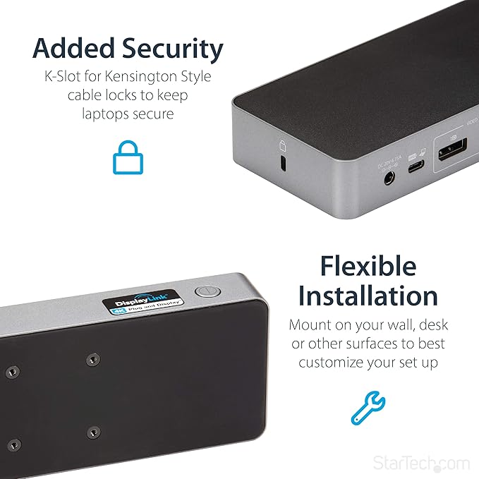 StarTech.com USB-C / USB-A Hybrid Docking Station for MacBook Pro / Air M1 M2 M3 M4 &amp Windows Universal Dual 4K 60Hz HDMI DP Dock Thunderbolt Compatible 60W Laptop Charging