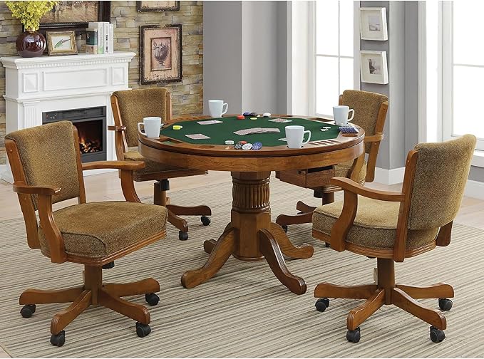 Olive Brown and Amber Upholstered Game Chair with Casters