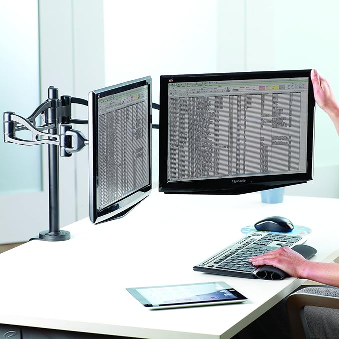 Fellowes 8041701 Professional Series Depth Adjustable Computer Monitor Stand for 2 Monitors with Dual Monitor Arms 24 Lb Capacity