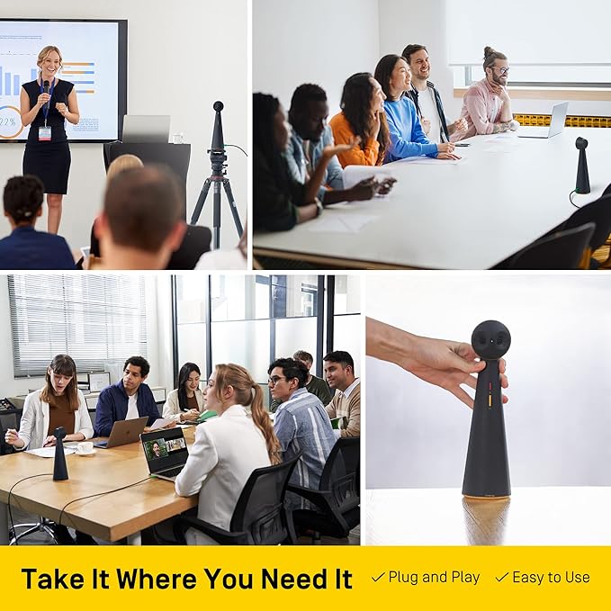 IPEVO Totem 180 4K Panoramic Video Conference Camera w/ 180° &amp 120° View Premium Webcam Full Room Coverage AI Auto Framing Noise Reduction Mics Plug-and-Play USB-C Remote Hybrid Learning
