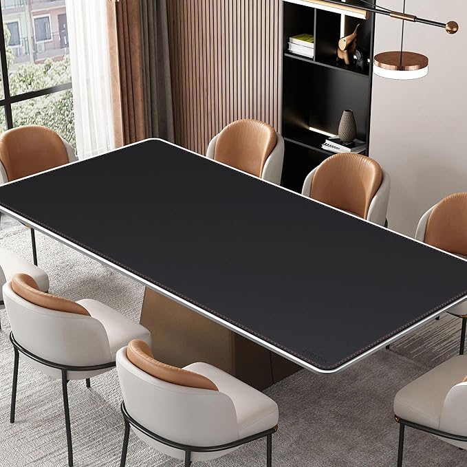ZORESYN Office Desk Mat 78.7x39.4inch Large Mouse pad Desktop Cover Waterproof PU Leather Desk Blotter Protector with Non Slip Base for Home Office (Black)