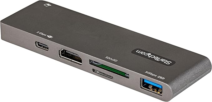 StarTech.com USB C Multiport Adapter for MacBook Pro/Air - USB Type-C to 4K HDMI 100W Power Delivery Pass-Through SD/MicroSD Slot 2-Port USB 3.0 Hub - Portable USB-C Mini Dock (DKT30CMHSDPD)