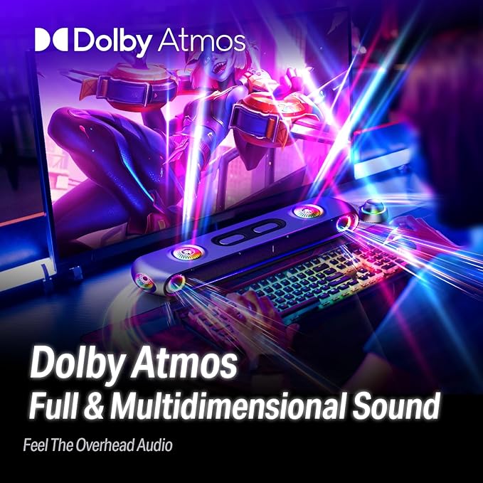 OXS Thunder Pro Gaming Soundbar with 5.1.2 Dolby Atmos Surround Sound System Built-in Woofer Bluetooth Multi-Connection 3 Pro Gamer Modes Sleek Toggle Design for Pcs and Gaming Consoles