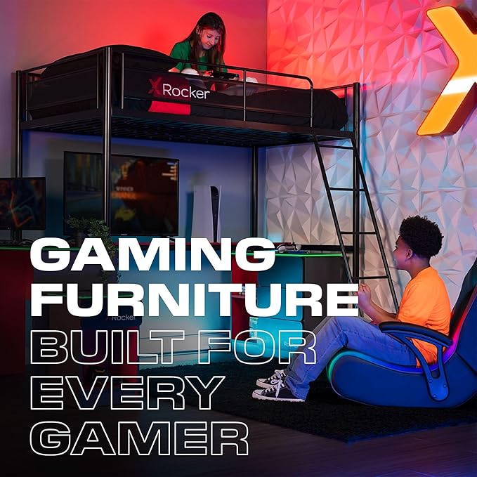 X Rocker Video Gaming Floor Rocker Chair Built-in Audio College Dorm Essentials for Guys and Girls Bedroom Foldable Gifts for Gamers