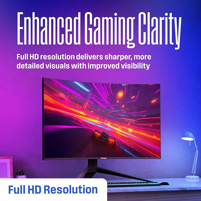Westinghouse 32 Inch Curved Full HD Gaming Monitor 165Hz AMD FreeSync Support Low Motion Blur 1500R Curve 1920 x 1080 for PC Games with Built in Speakers DisplayPort 2X HDMI