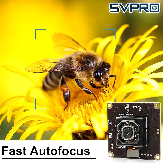 SVPRO 4K Autofocus USB Camera Module with in-Body Image Stabilization IBIS Camera Anti Shake Camera Board UVC Lightburn Camera3D Printer USB Plug in Camera for Computer Vision Industrial Camera