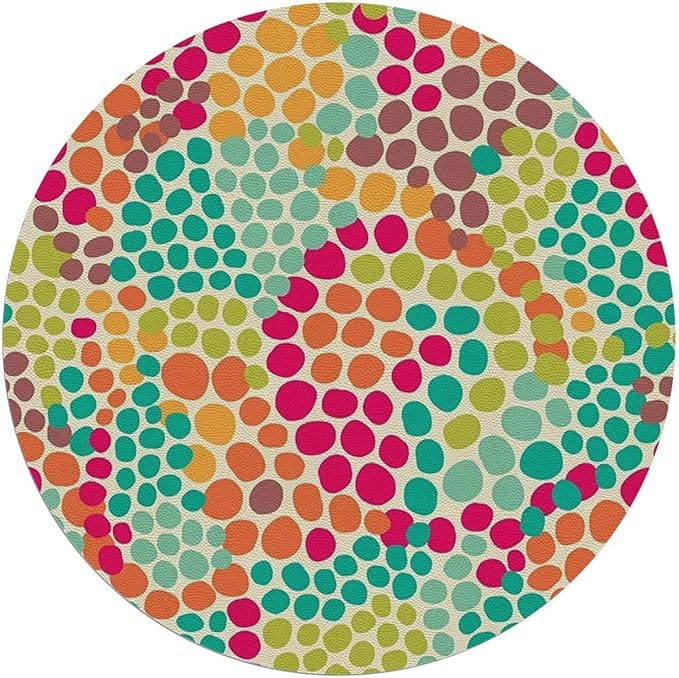 Multicolor PU Leather Round mat Office Chair Mat Modern Circular Shaped Buttons Hardwood Floor mat Chair mat Round Chair Cushion for Desk Chair Office ChairCushion Abstract Diameter 59 in